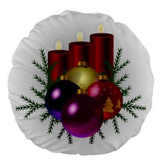 Candles Christmas Tree Decorations Large 18  Premium Flano Round Cushions