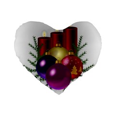 Candles Christmas Tree Decorations Standard 16  Premium Flano Heart Shape Cushions