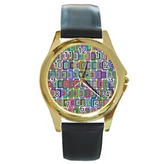 Psychedelic 70 S 1970 S Abstract Round Gold Metal Watch by Nexatart