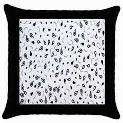 Paisley Floral Flourish Decorative Throw Pillow Case (black) by Nexatart