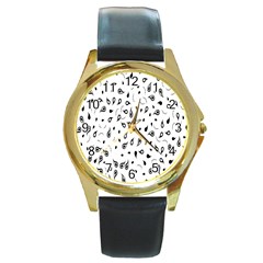 Paisley Floral Flourish Decorative Round Gold Metal Watch