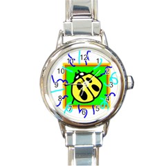 Insect Ladybug Round Italian Charm Watch by Nexatart