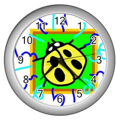 Insect Ladybug Wall Clocks (silver)  by Nexatart