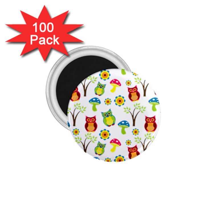 Cute Owl Wallpaper Pattern 1.75  Magnets (100 pack) 