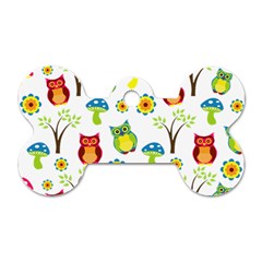 Cute Owl Wallpaper Pattern Dog Tag Bone (one Side) by Nexatart