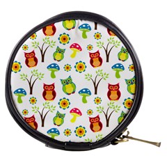 Cute Owl Wallpaper Pattern Mini Makeup Bags by Nexatart