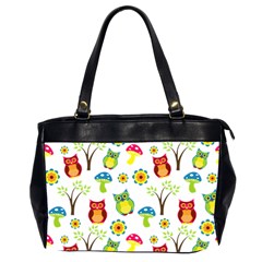 Cute Owl Wallpaper Pattern Office Handbags (2 Sides)  by Nexatart