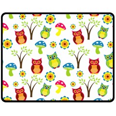 Cute Owl Wallpaper Pattern Double Sided Fleece Blanket (medium) 