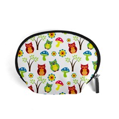 Cute Owl Wallpaper Pattern Accessory Pouches (small)  by Nexatart