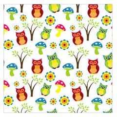 Cute Owl Wallpaper Pattern Large Satin Scarf (square) by Nexatart