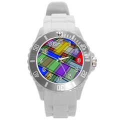 Abstract Background Pattern Round Plastic Sport Watch (l) by Nexatart