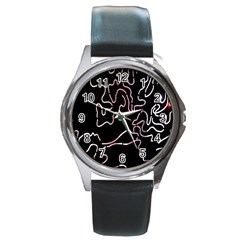 Abstract Glare Visual Art Round Metal Watch by Nexatart