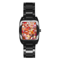 Abstract Abstraction Pattern Modern Stainless Steel Barrel Watch