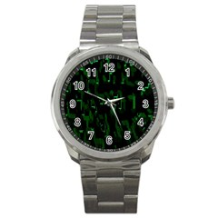 Abstract Art Background Green Sport Metal Watch