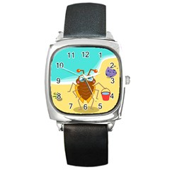 Animal Nature Cartoon Bug Insect Square Metal Watch