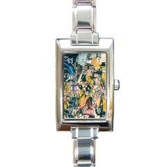 Art Graffiti Abstract Lines Rectangle Italian Charm Watch