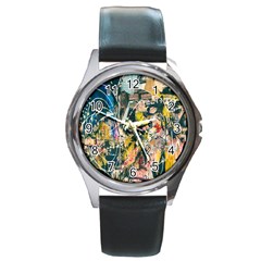 Art Graffiti Abstract Lines Round Metal Watch by Nexatart