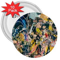 Art Graffiti Abstract Lines 3  Buttons (10 Pack) 