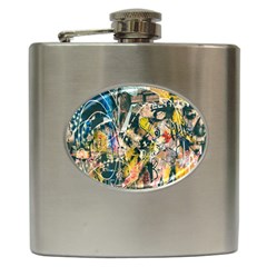 Art Graffiti Abstract Lines Hip Flask (6 Oz) by Nexatart