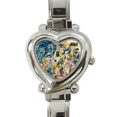 Art Graffiti Abstract Lines Heart Italian Charm Watch by Nexatart