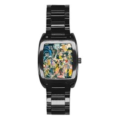 Art Graffiti Abstract Lines Stainless Steel Barrel Watch