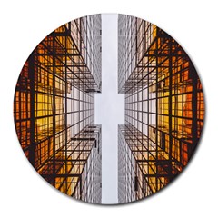 Architecture Facade Buildings Windows Round Mousepads by Nexatart