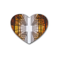 Architecture Facade Buildings Windows Heart Coaster (4 Pack)  by Nexatart