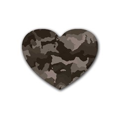 Background For Scrapbooking Or Other Camouflage Patterns Beige And Brown Rubber Coaster (heart)  by Nexatart