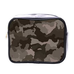 Background For Scrapbooking Or Other Camouflage Patterns Beige And Brown Mini Toiletries Bags by Nexatart