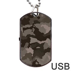 Background For Scrapbooking Or Other Camouflage Patterns Beige And Brown Dog Tag Usb Flash (one Side) by Nexatart