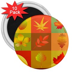 Autumn Leaves Colorful Fall Foliage 3  Magnets (10 Pack) 