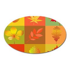 Autumn Leaves Colorful Fall Foliage Oval Magnet by Nexatart