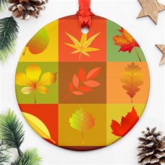 Autumn Leaves Colorful Fall Foliage Round Ornament (two Sides) by Nexatart