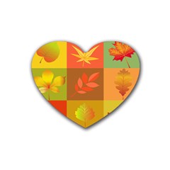 Autumn Leaves Colorful Fall Foliage Rubber Coaster (heart)  by Nexatart