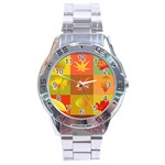 Autumn Leaves Colorful Fall Foliage Stainless Steel Analogue Watch Front