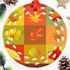 Autumn Leaves Colorful Fall Foliage Round Filigree Ornament (two Sides) by Nexatart