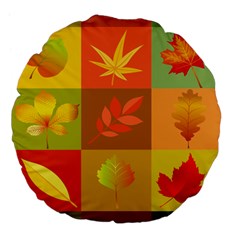 Autumn Leaves Colorful Fall Foliage Large 18  Premium Flano Round Cushions by Nexatart