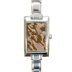 Background For Scrapbooking Or Other Beige And Brown Camouflage Patterns Rectangle Italian Charm Watch