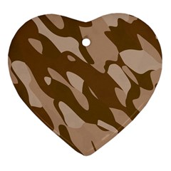 Background For Scrapbooking Or Other Beige And Brown Camouflage Patterns Ornament (heart) by Nexatart