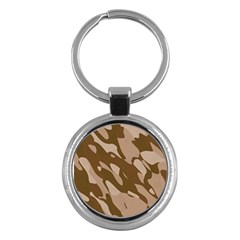 Background For Scrapbooking Or Other Beige And Brown Camouflage Patterns Key Chains (round)  by Nexatart