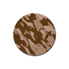 Background For Scrapbooking Or Other Beige And Brown Camouflage Patterns Rubber Round Coaster (4 Pack)  by Nexatart