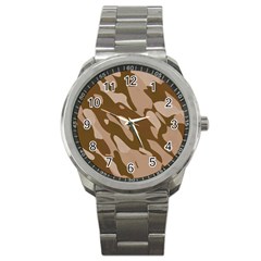 Background For Scrapbooking Or Other Beige And Brown Camouflage Patterns Sport Metal Watch