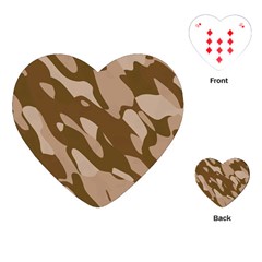 Background For Scrapbooking Or Other Beige And Brown Camouflage Patterns Playing Cards (heart)  by Nexatart