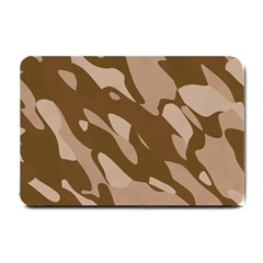 Background For Scrapbooking Or Other Beige And Brown Camouflage Patterns Small Doormat  by Nexatart