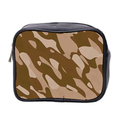 Background For Scrapbooking Or Other Beige And Brown Camouflage Patterns Mini Toiletries Bag 2-side by Nexatart