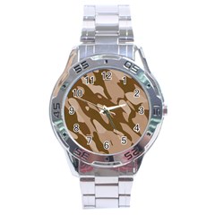 Background For Scrapbooking Or Other Beige And Brown Camouflage Patterns Stainless Steel Analogue Watch