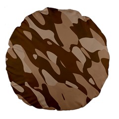 Background For Scrapbooking Or Other Beige And Brown Camouflage Patterns Large 18  Premium Flano Round Cushions by Nexatart