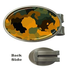 Background For Scrapbooking Or Other Camouflage Patterns Orange And Green Money Clips (oval)  by Nexatart