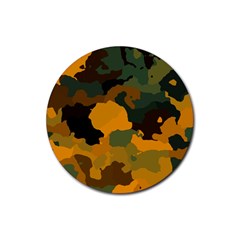 Background For Scrapbooking Or Other Camouflage Patterns Orange And Green Rubber Coaster (round)  by Nexatart