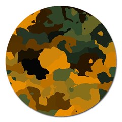 Background For Scrapbooking Or Other Camouflage Patterns Orange And Green Magnet 5  (round) by Nexatart